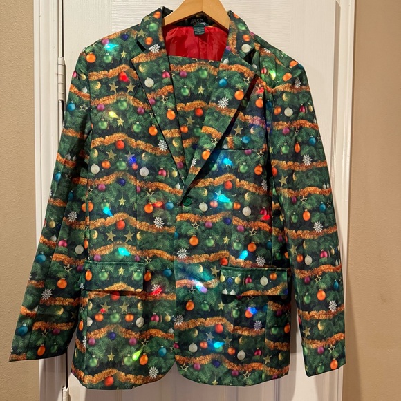 Light Up Green Christmas Suit Life of the Party Medium Holiday Party Ugly - Picture 3 of 14